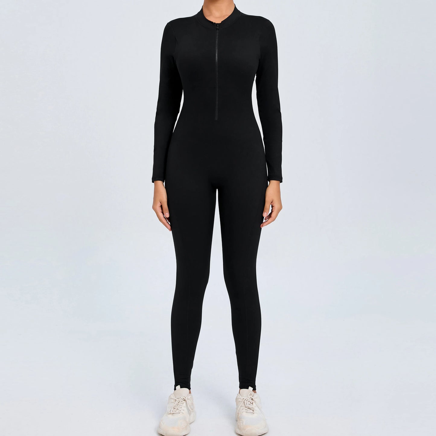 NIVIA Active Zip Jumpsuit – Sculpting Long Sleeve Open Back Fit