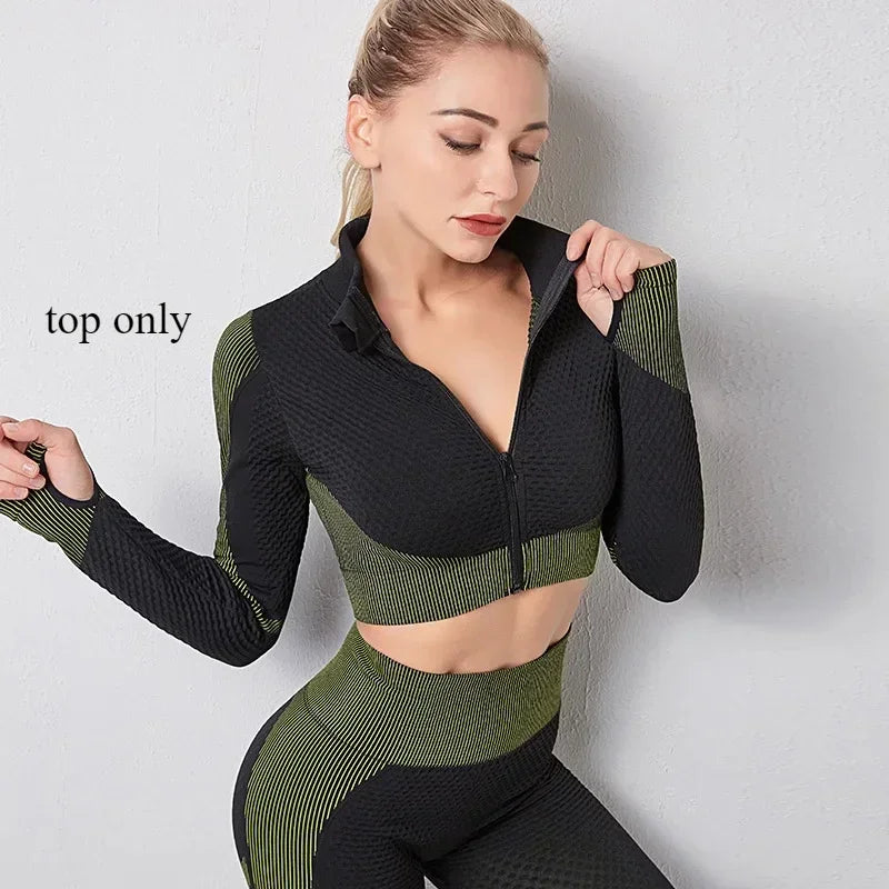 NIVIA Active Flex™ Long-Sleeve Zip Crop Top & Leggings Set