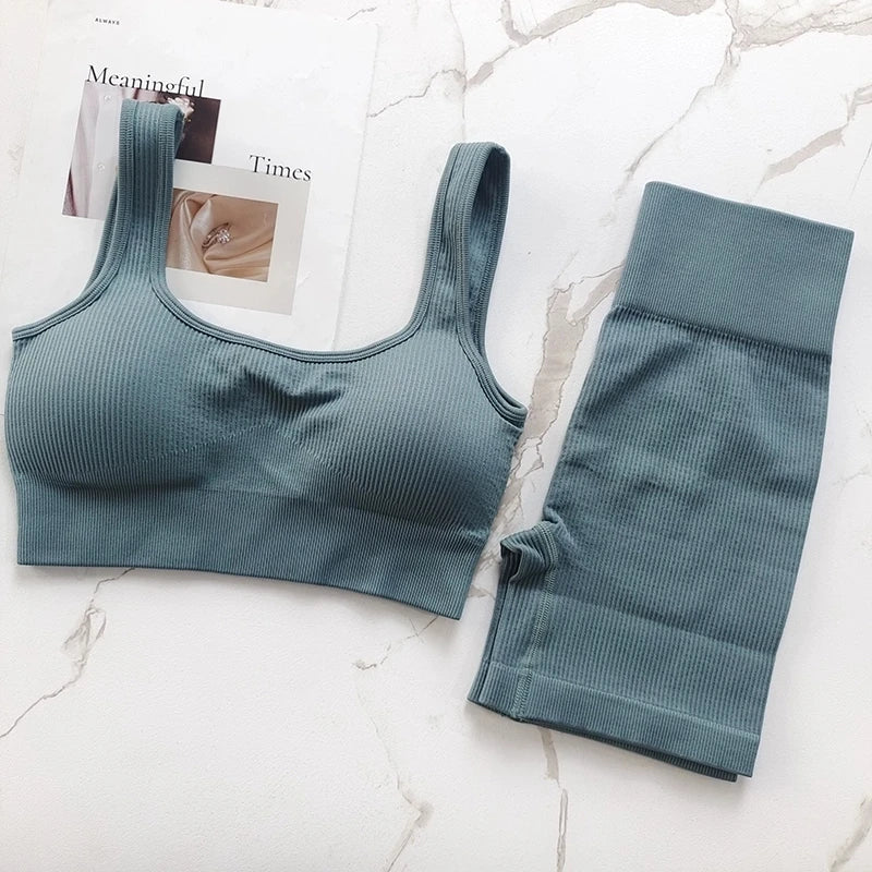 SculptFit™ 2-Piece Nivia Activewear Set – High-Impact Support Bra & High-Waist Tummy Control Leggings