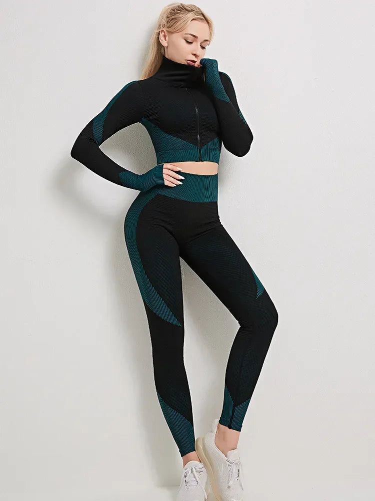 NIVIA Active Flex™ Long-Sleeve Zip Crop Top & Leggings Set