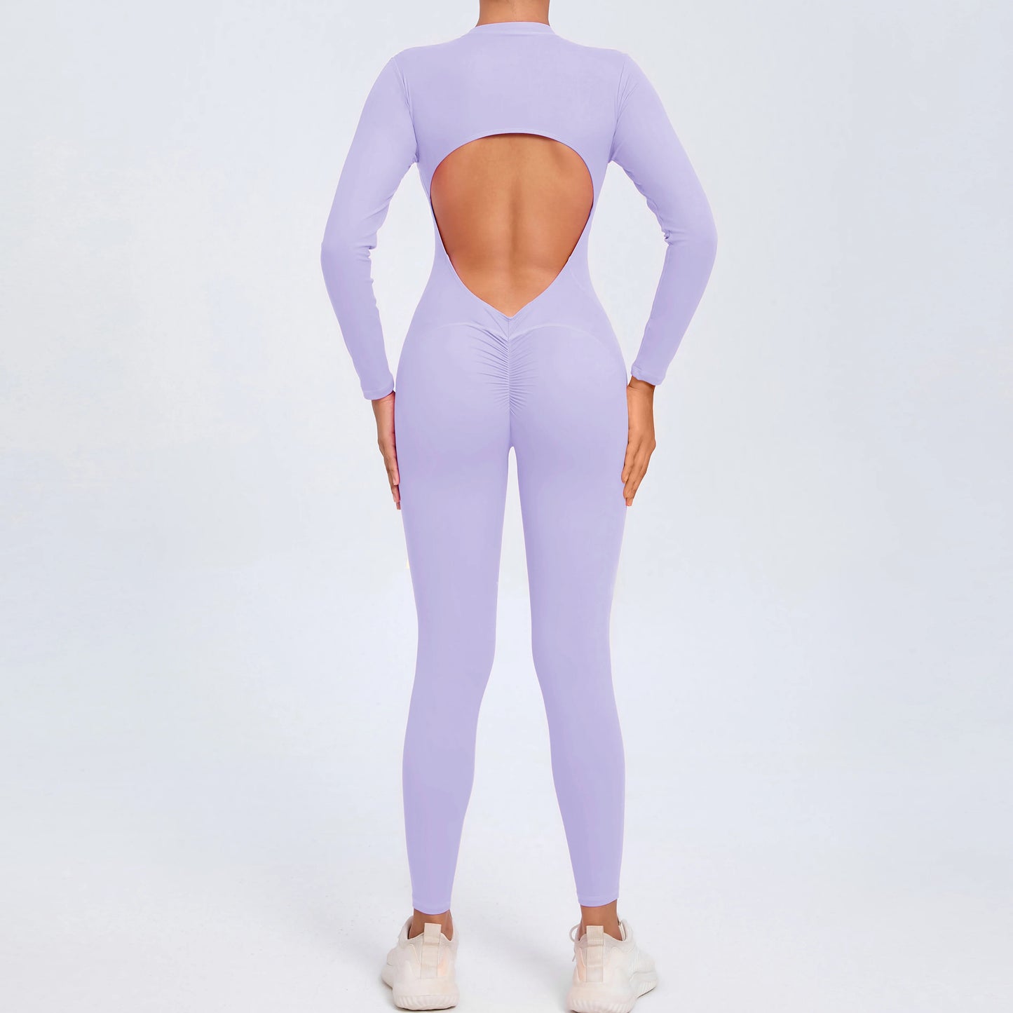 NIVIA Active Zip Jumpsuit – Sculpting Long Sleeve Open Back Fit
