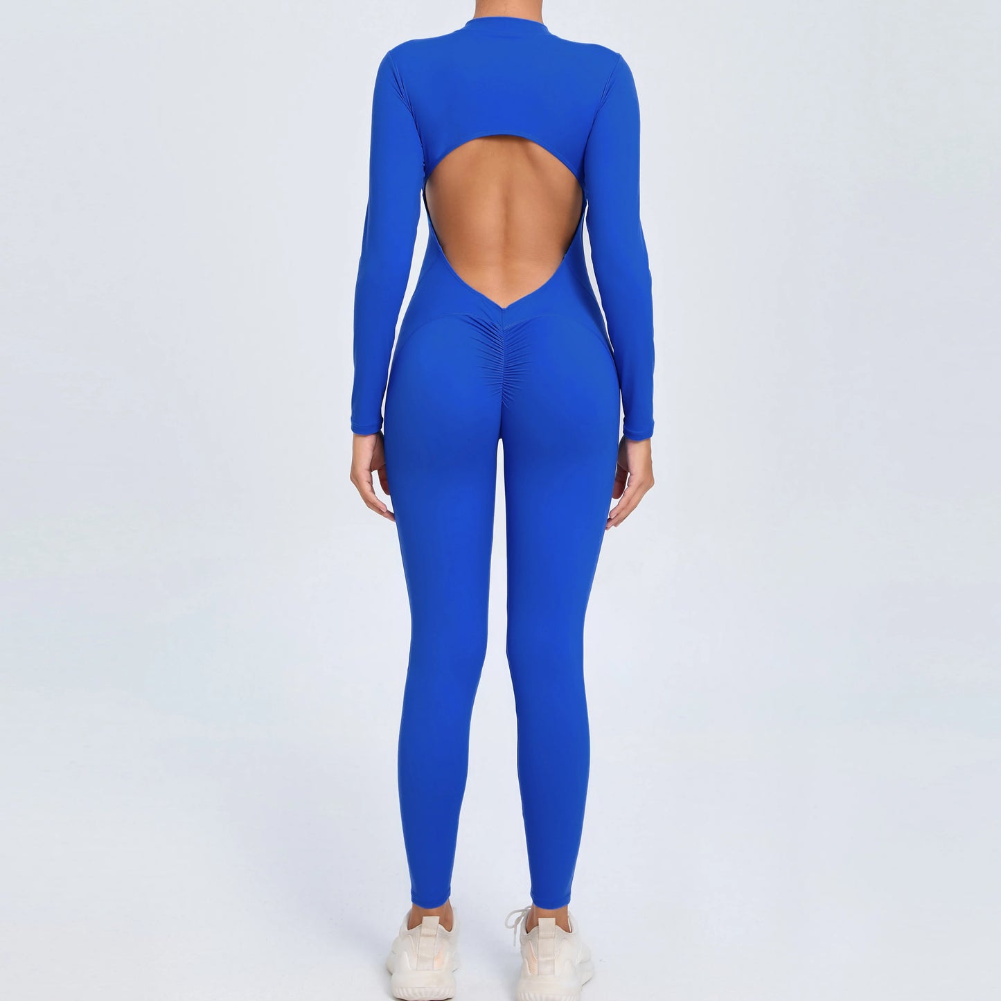 NIVIA Active Zip Jumpsuit – Sculpting Long Sleeve Open Back Fit