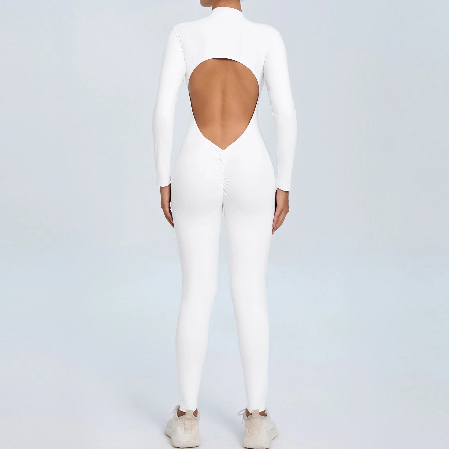 NIVIA Active Zip Jumpsuit – Sculpting Long Sleeve Open Back Fit