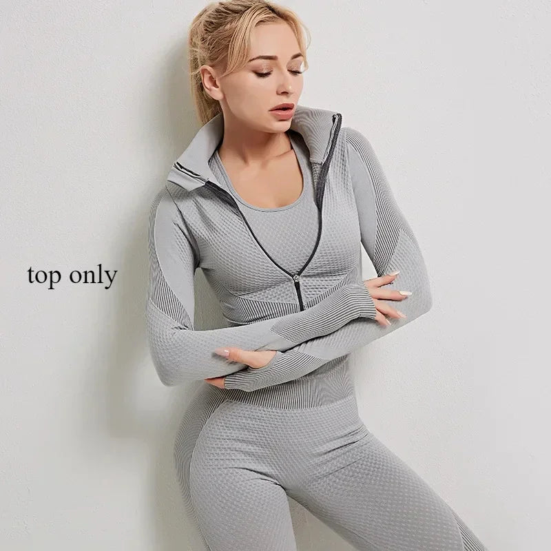 NIVIA Active Flex™ Long-Sleeve Zip Crop Top & Leggings Set