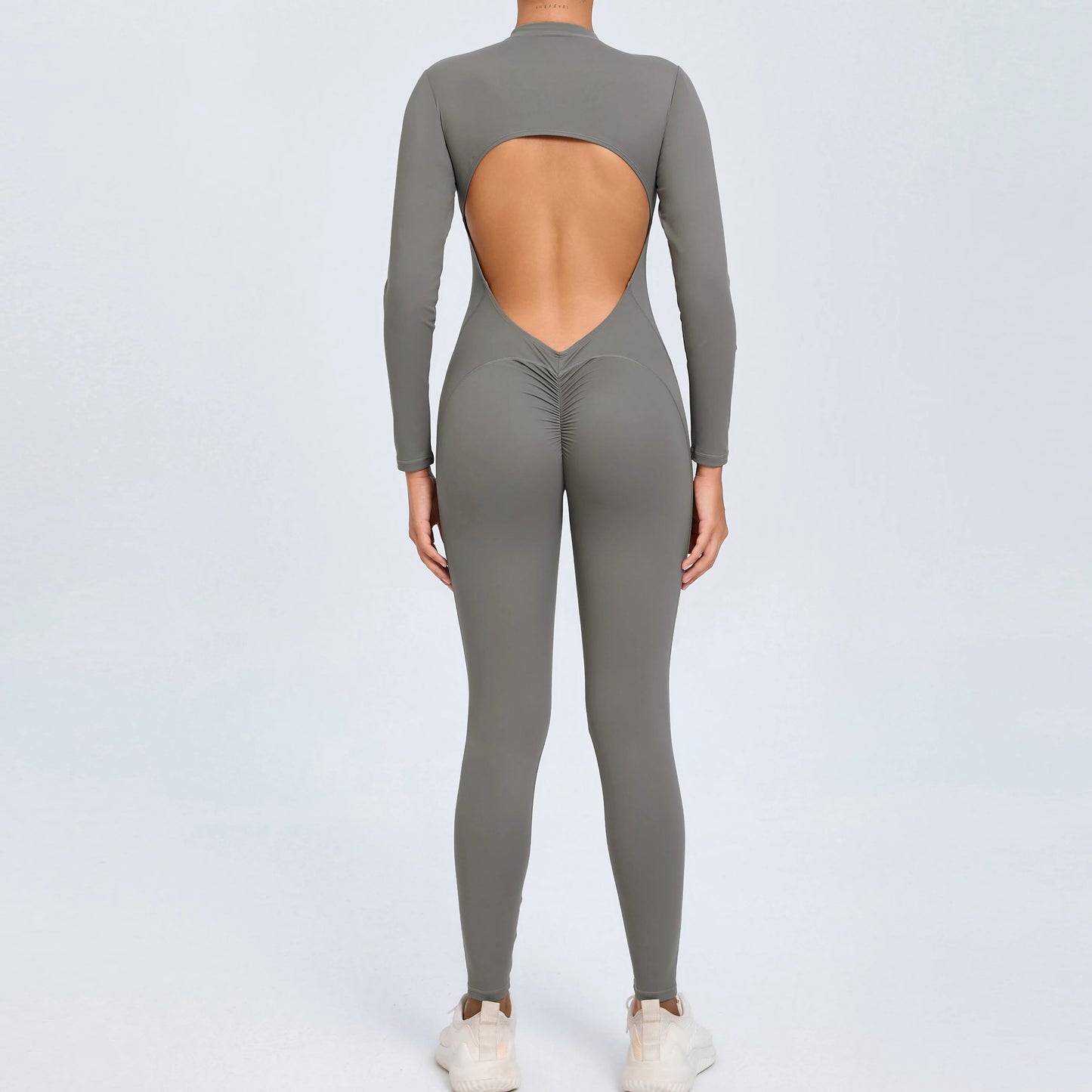 NIVIA Active Zip Jumpsuit – Sculpting Long Sleeve Open Back Fit