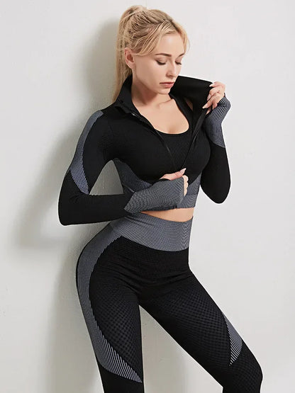 NIVIA Active Flex™ Long-Sleeve Zip Crop Top & Leggings Set