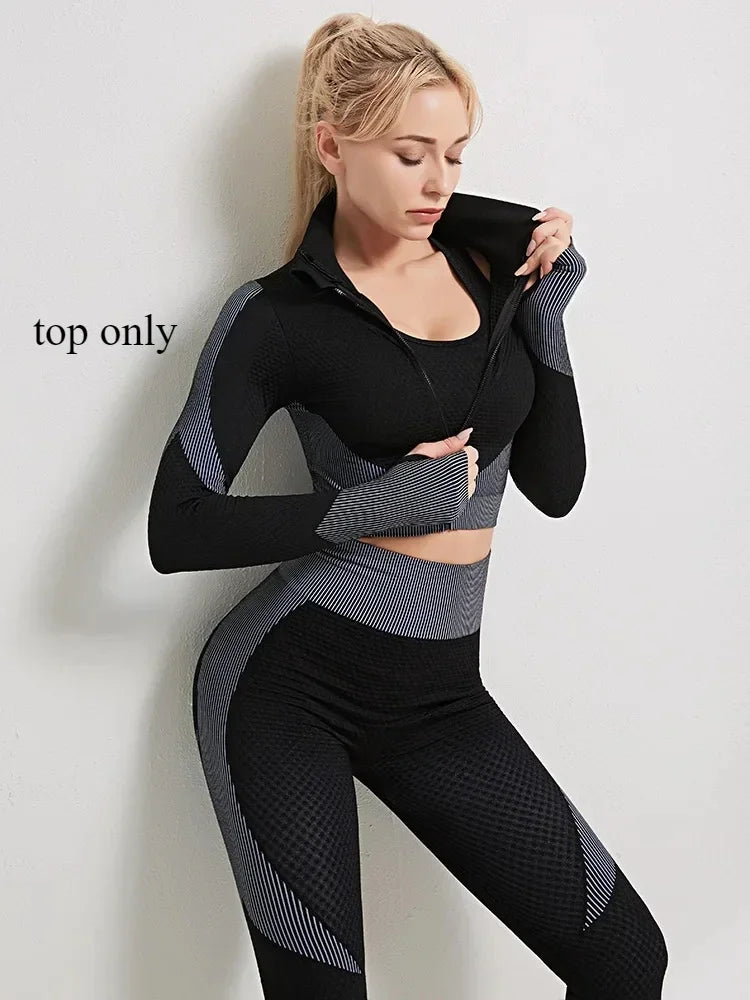 NIVIA Active Flex™ Long-Sleeve Zip Crop Top & Leggings Set