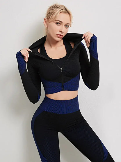 NIVIA Active Flex™ Long-Sleeve Zip Crop Top & Leggings Set