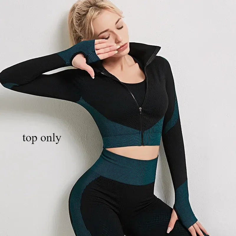 NIVIA Active Flex™ Long-Sleeve Zip Crop Top & Leggings Set